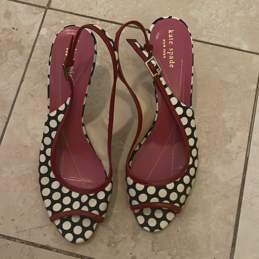 Kate Spade size 9 peep toe, sling back heels